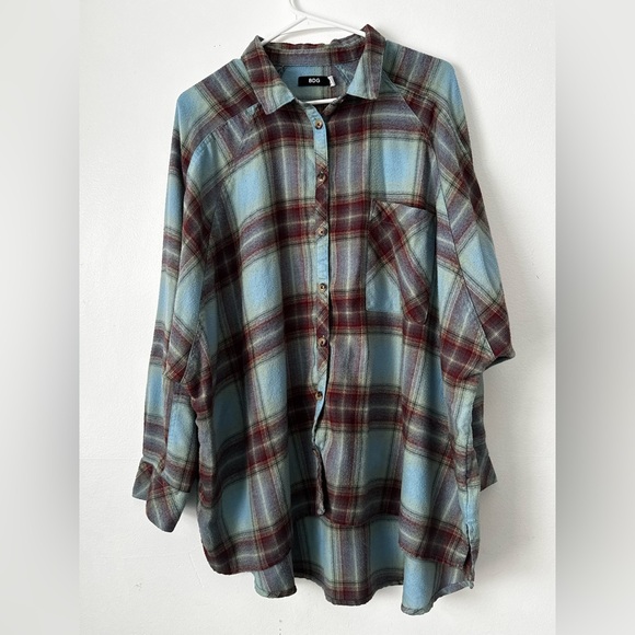 BDG Tops - BDG Oversized Plaid Button Down Shirt Grunge Flannel L